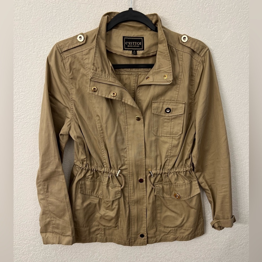 C’Esttoi tan utility jacket womens size medium